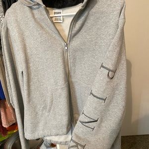 Pink faux fur lined hoodie